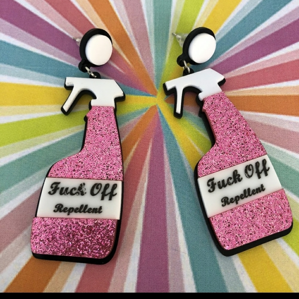 80's INSPIRED F***K OFF REPELLANT FUNNY EARRINGS